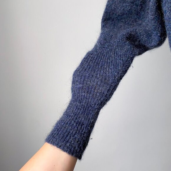 🍂 Dark Blue Off-Shoulder Chunky Mohair Knit Sweater by Acne Studios - Picture 8 of 9